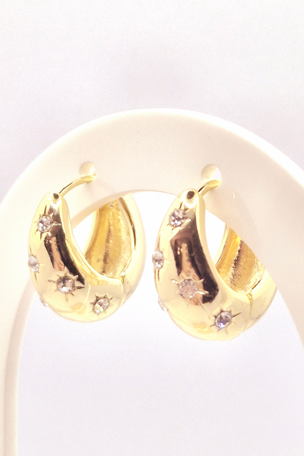 Gold rhinestone hoop earrings