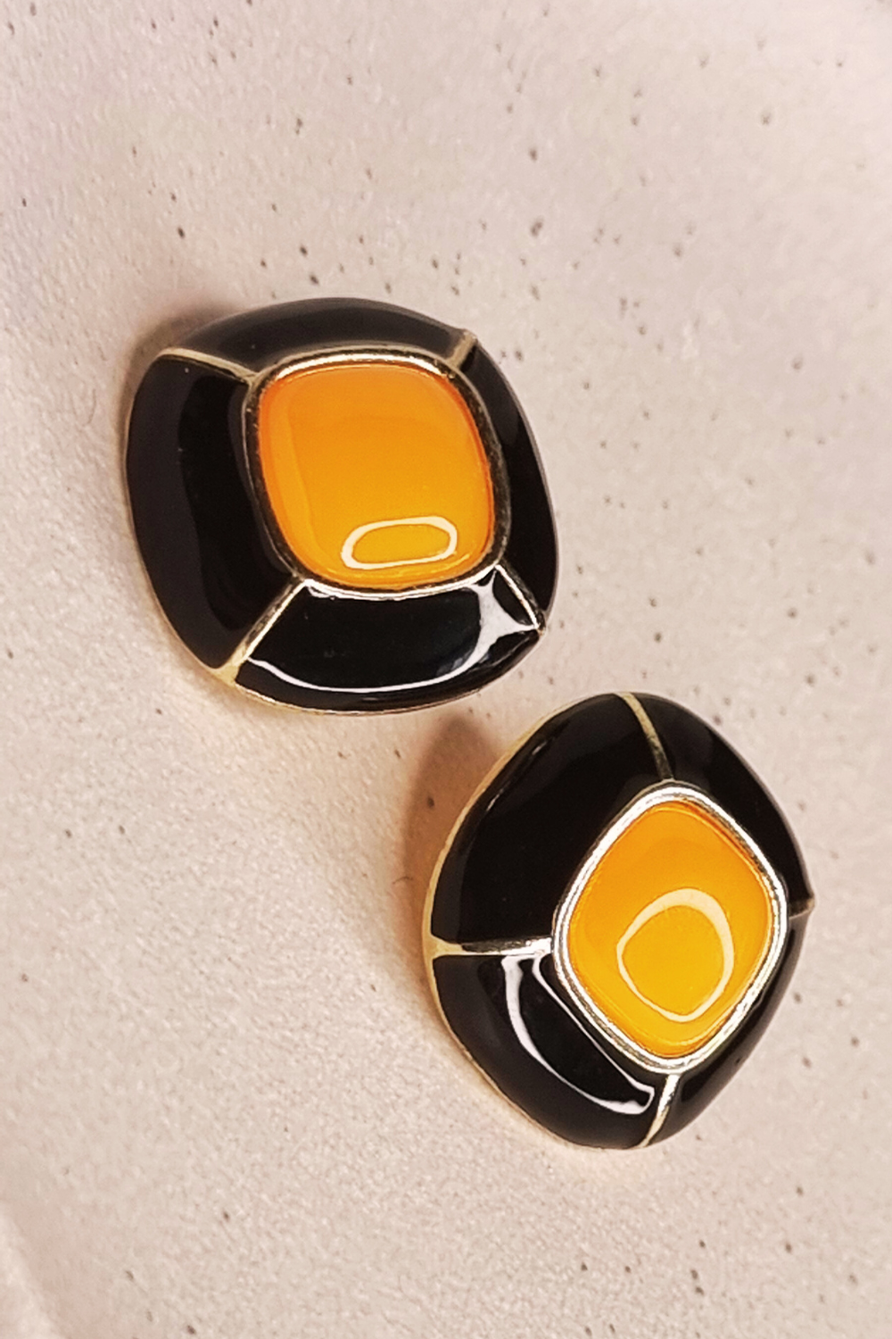  black and orange stud earrings