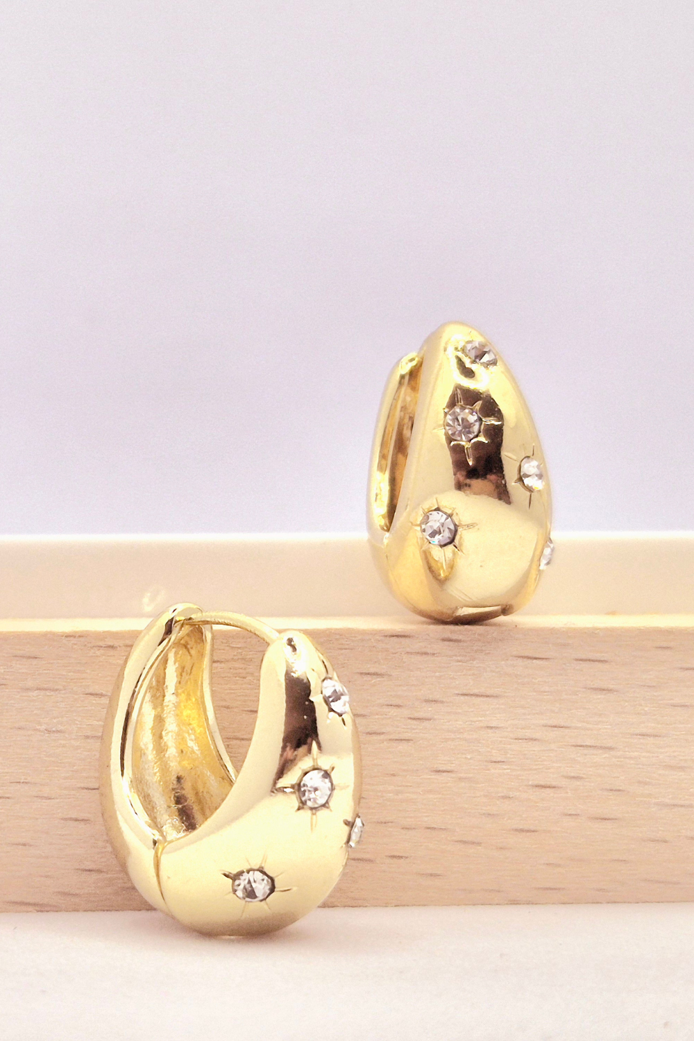 Gold rhinestone hoop earrings