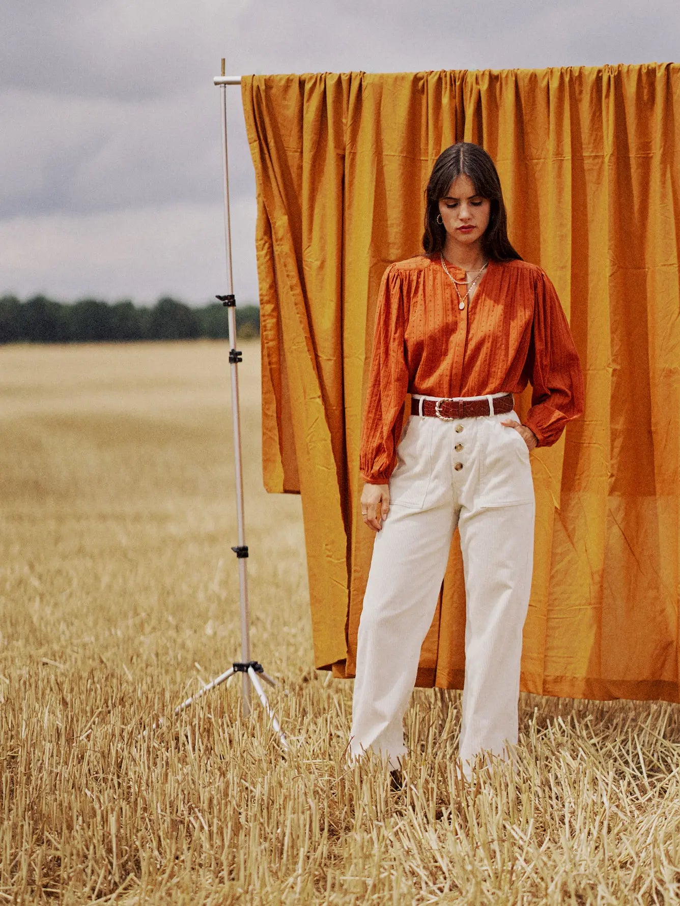 KETTY rust orange embroidered long sleeve blouse from Garance Paris.